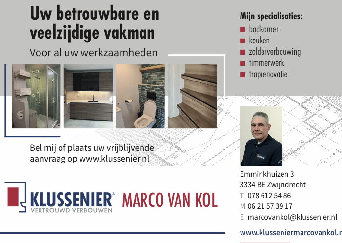 De Klussenier Marco van Kol aftrapbalsponsor Groote Lindt 1 – Alblasserdam 1