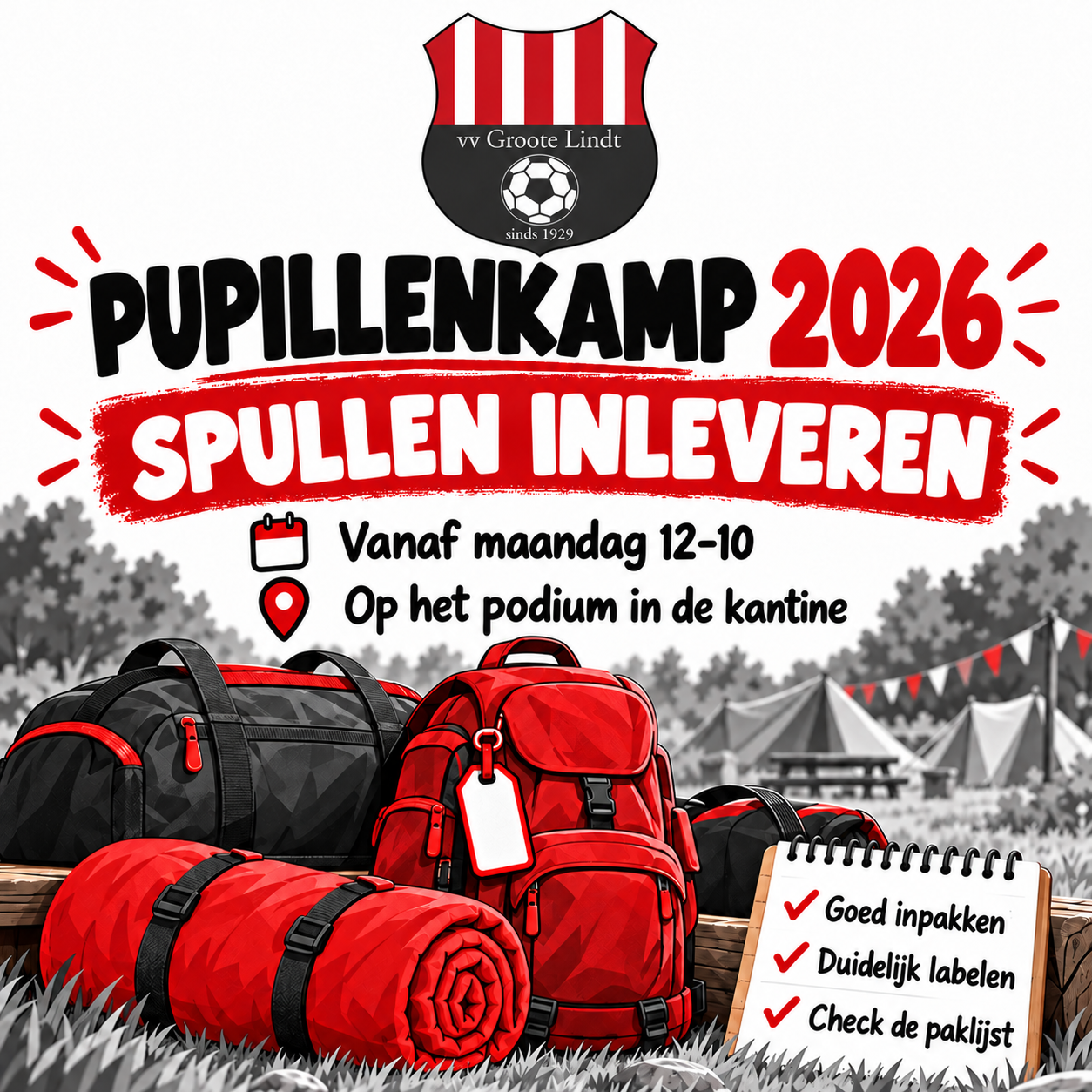 🎒 Spullen inleveren voor Pupillenkamp 2026! ⛺